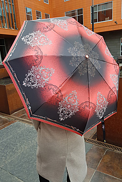 Зонт три слона складной черный с красным