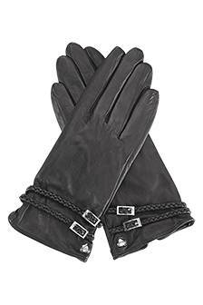 MOSCHINO перчатки женские кожаные 809 черные 