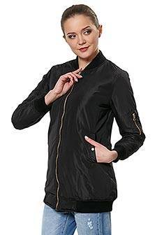 Женская куртка весенняя бомбер AQRXA 1717 черная