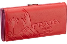 PRADA женский кошелек из кожи 752 красный 