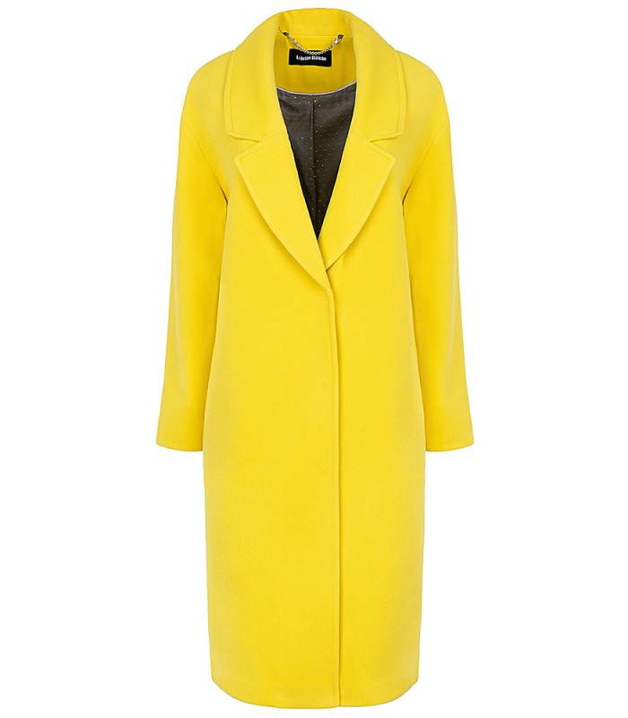 Желтое пальто с мехом