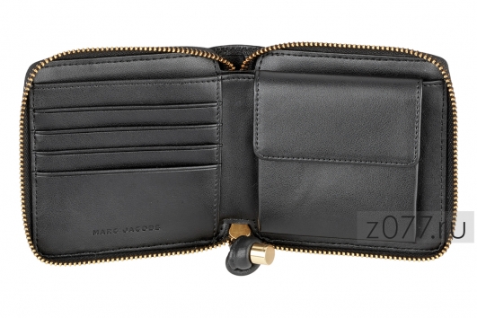 Женский кошелек Marc Jacobs кожаный на молнии черный