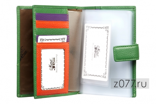 MORO JENNY обложка для паспорта и авто-документов 15527 зеленая 