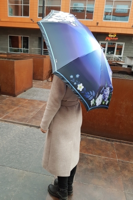Женский зонт три слона синий с цветами