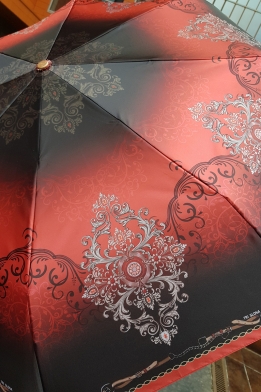 Зонт три слона складной черный с красным