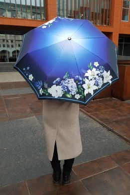 Женский зонт три слона синий с цветами