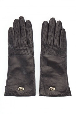 GUCCI перчатки женские кожаные 802 черные